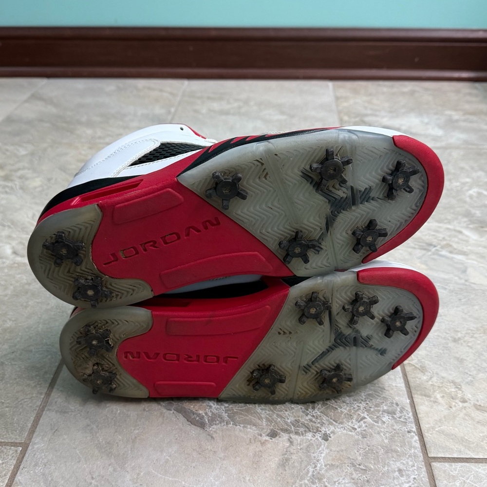 Air Jordan Retro 5 Low Fire Red Custom Men's Golf Shoes - Picture 6 of 7